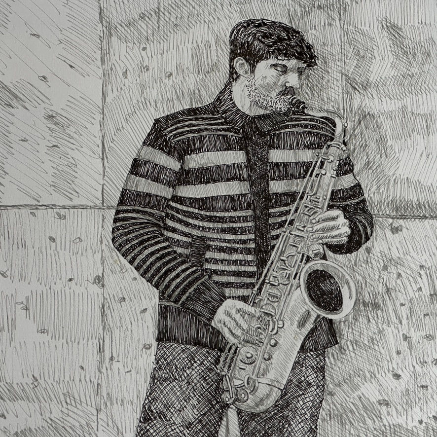 Thumbnail: Jeremy Bear - Street Musician Playing Saxophone, Paris
