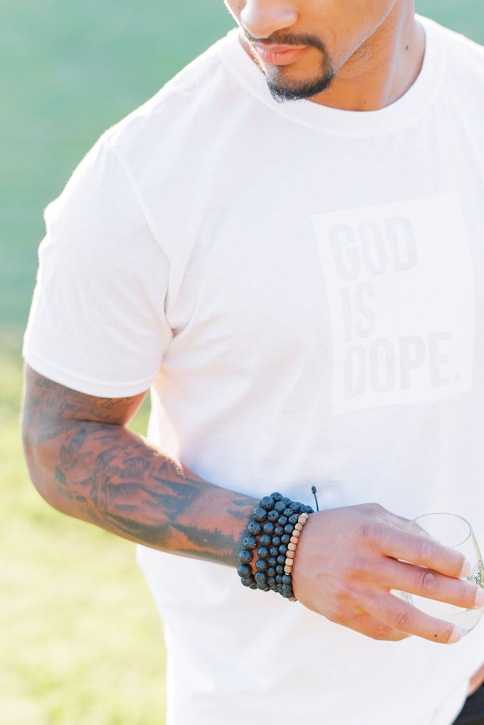 groom with tattoo in a romantic engagement session in napa valley
