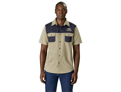 Mens Short Sleeve Serengeti 2-Tone Bush Shirt