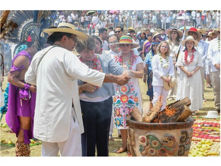 Gobernadora Delfina Gómez honra a los pueblos originarios con Encendido de Fuego Nuevo, símbolo de renovación y transformación