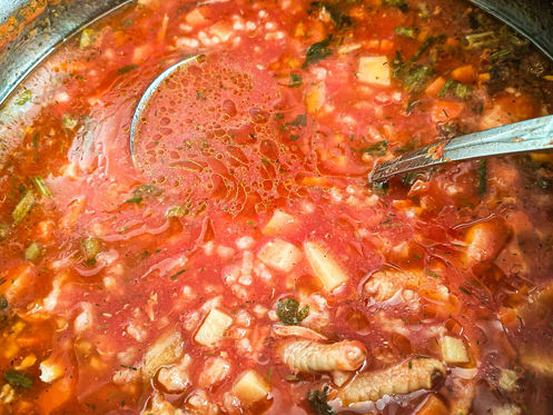 Thick Tomato Soup with Chicken meat