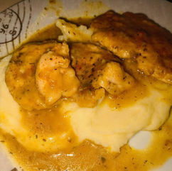 Soft Chicken steaks in Sauce of curry with Pure