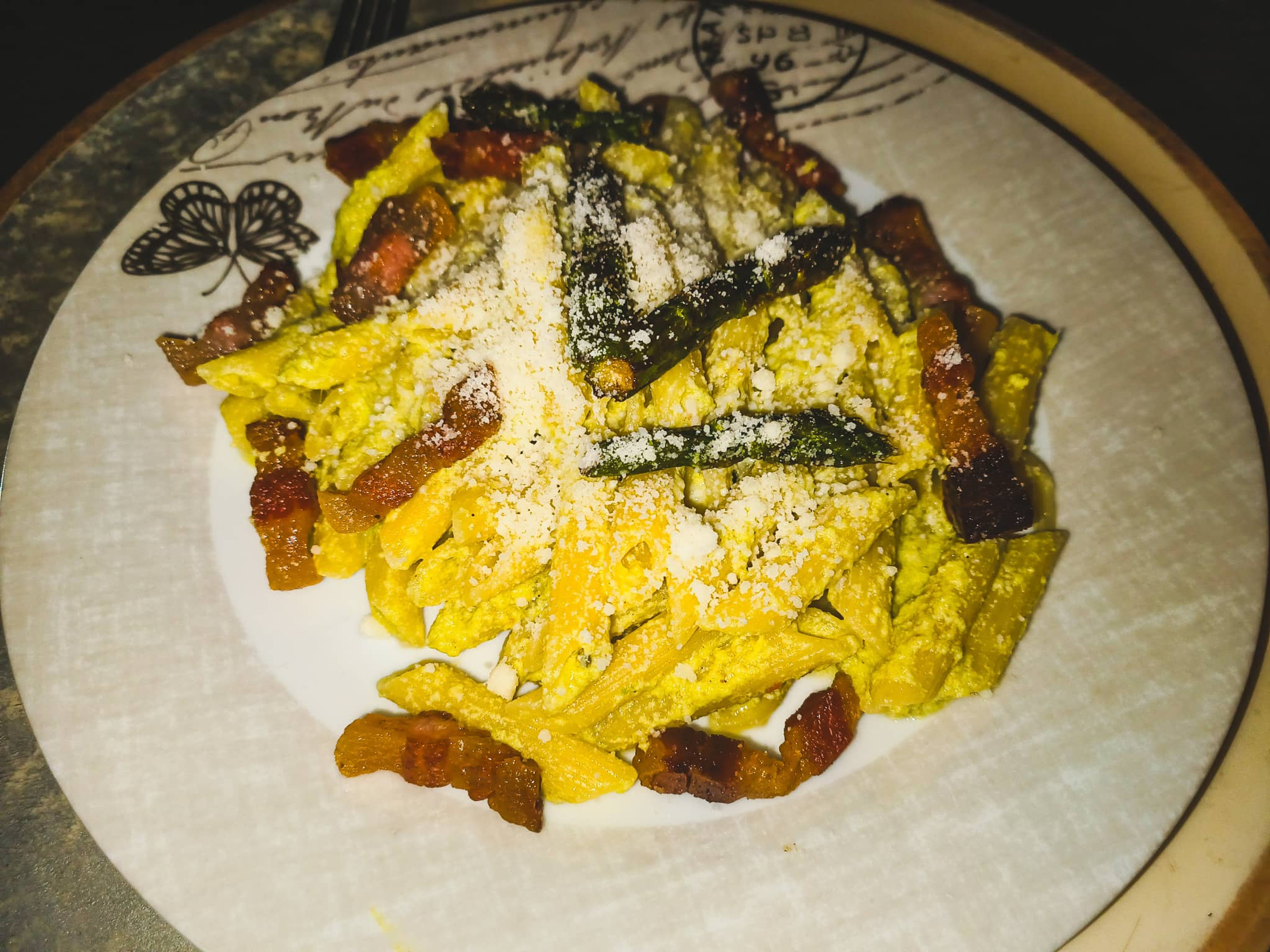Creamy Pasta with Asparagus and Bacon