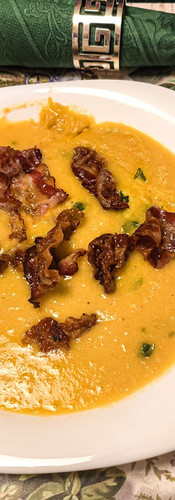 Corn-Soup-with-Bacon-in-plate