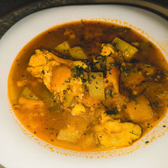 Summer Chicken Italian Paprikash made of Vegetables and Dumplings 
