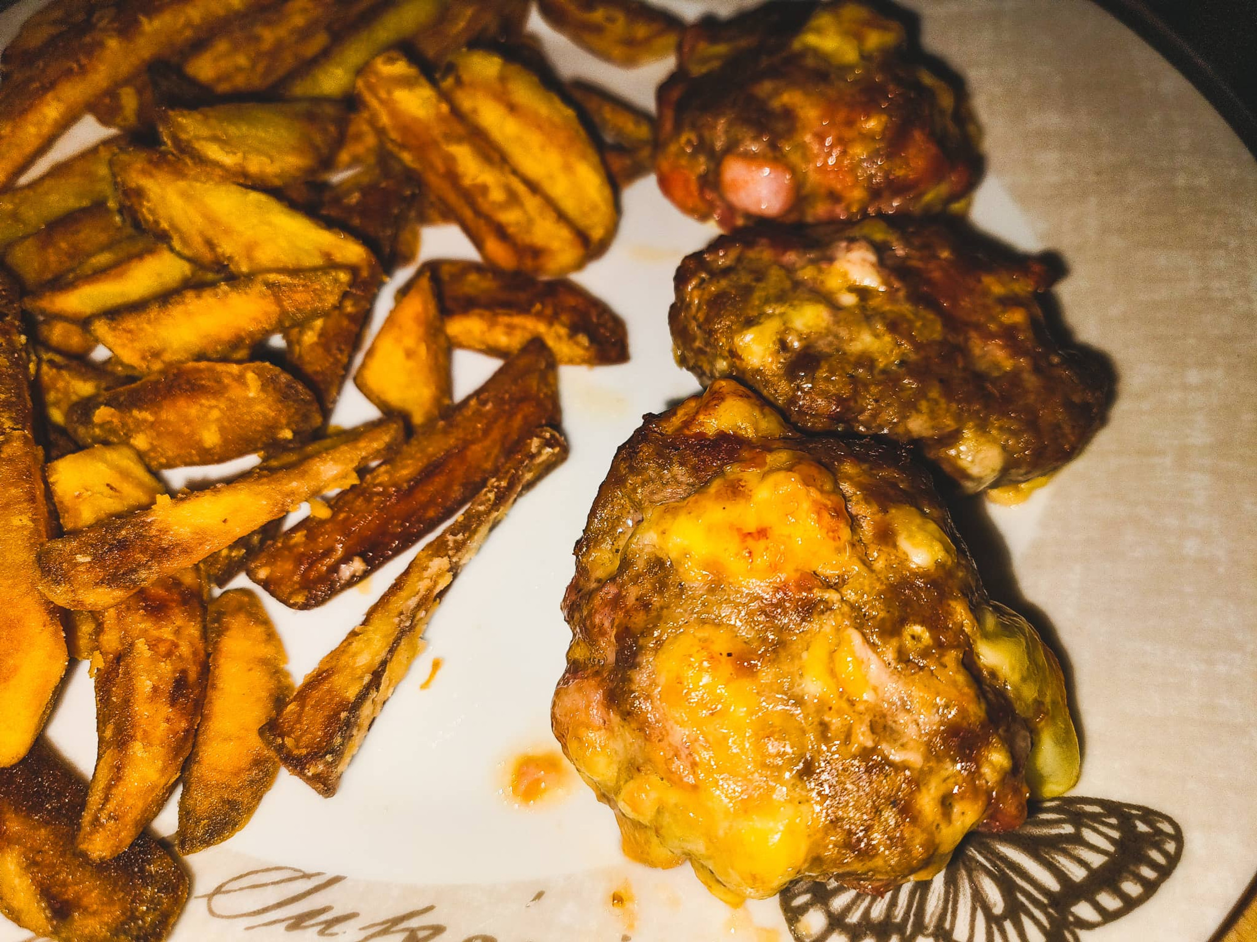 Serbian-Leskovac meat Dumplings from the Oven with Frenchfries