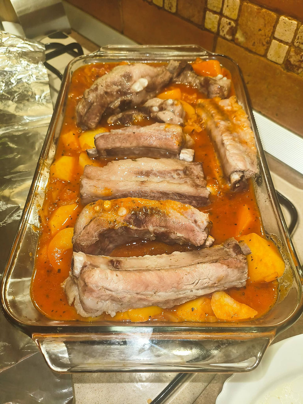 Stewed-baked-soft-Ribs-in-Tomato-sauce-with-Potatoes