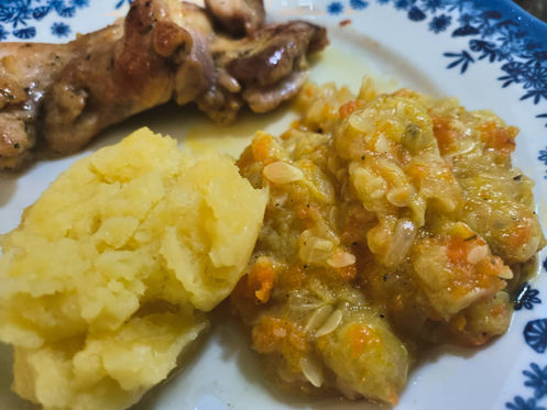 Stew of flesh of Zucchini