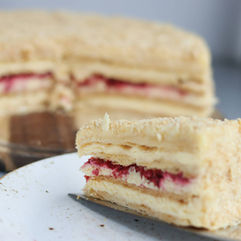 Vanilla Cubes with Raspberries