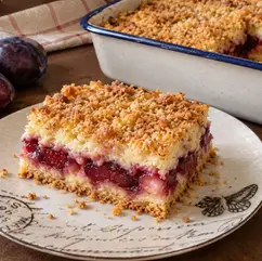 Dumpling-Cake-with -Creamy-Plums-Delight