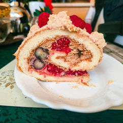 Roll dessert with Raspberries - Berries and Plasma