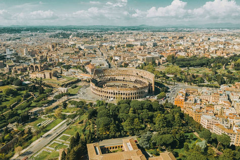 Aerial view of Rome with the Colosseum, travel
