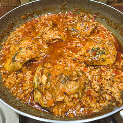 Chicken Thighs in Broth Sauce with Rice