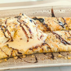 Pancakes with Nutella and Walnuts with vanilla Ice cream
