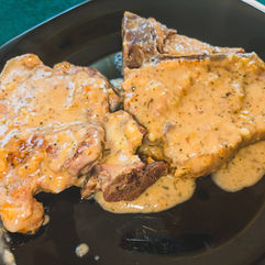 Soft Beef Chops in Sauce of Wine