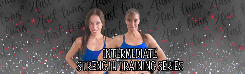 Logo for 2fast twins Training with two running figures and text on a black background