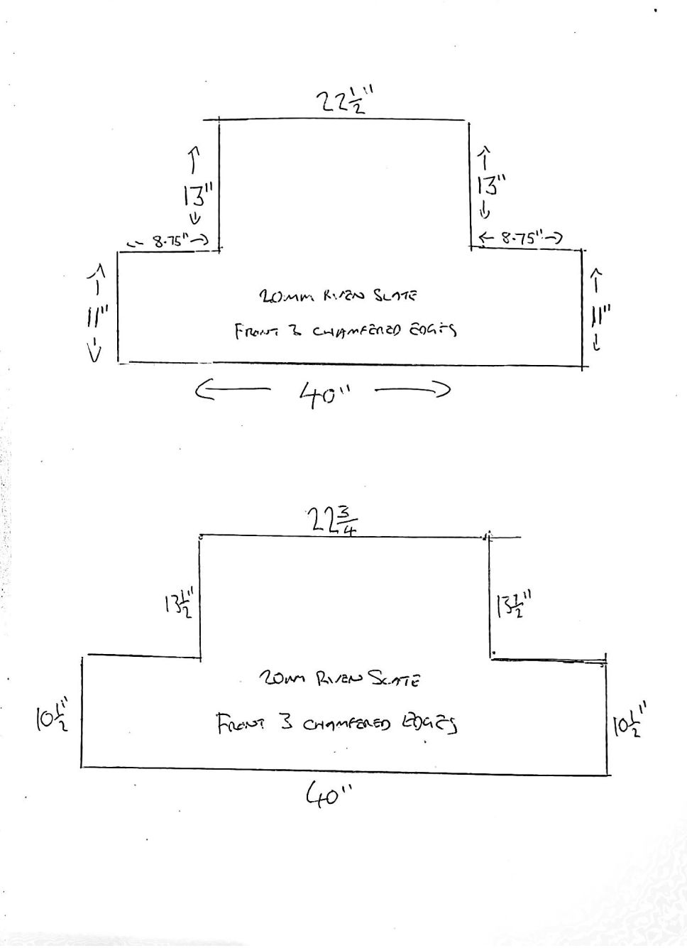 Thumbnail: T Shaped Riven Slate Hearths 40x24