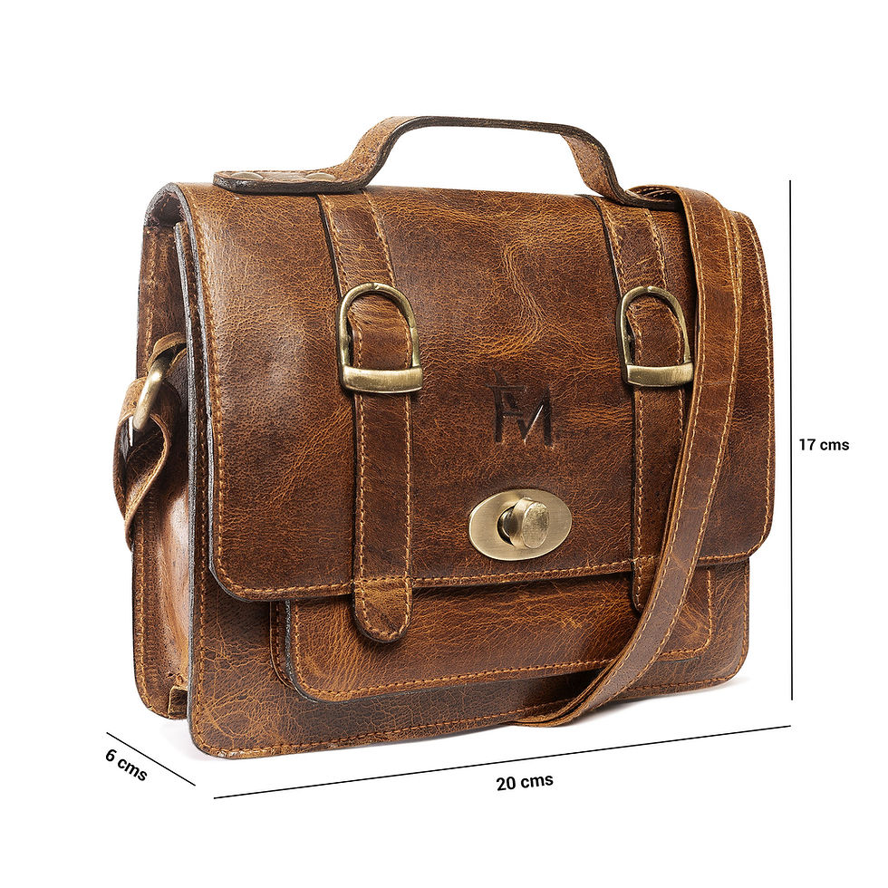 Miniatura: Bolso de cuero genuino. Diseño clásico Vintage. Color marrón