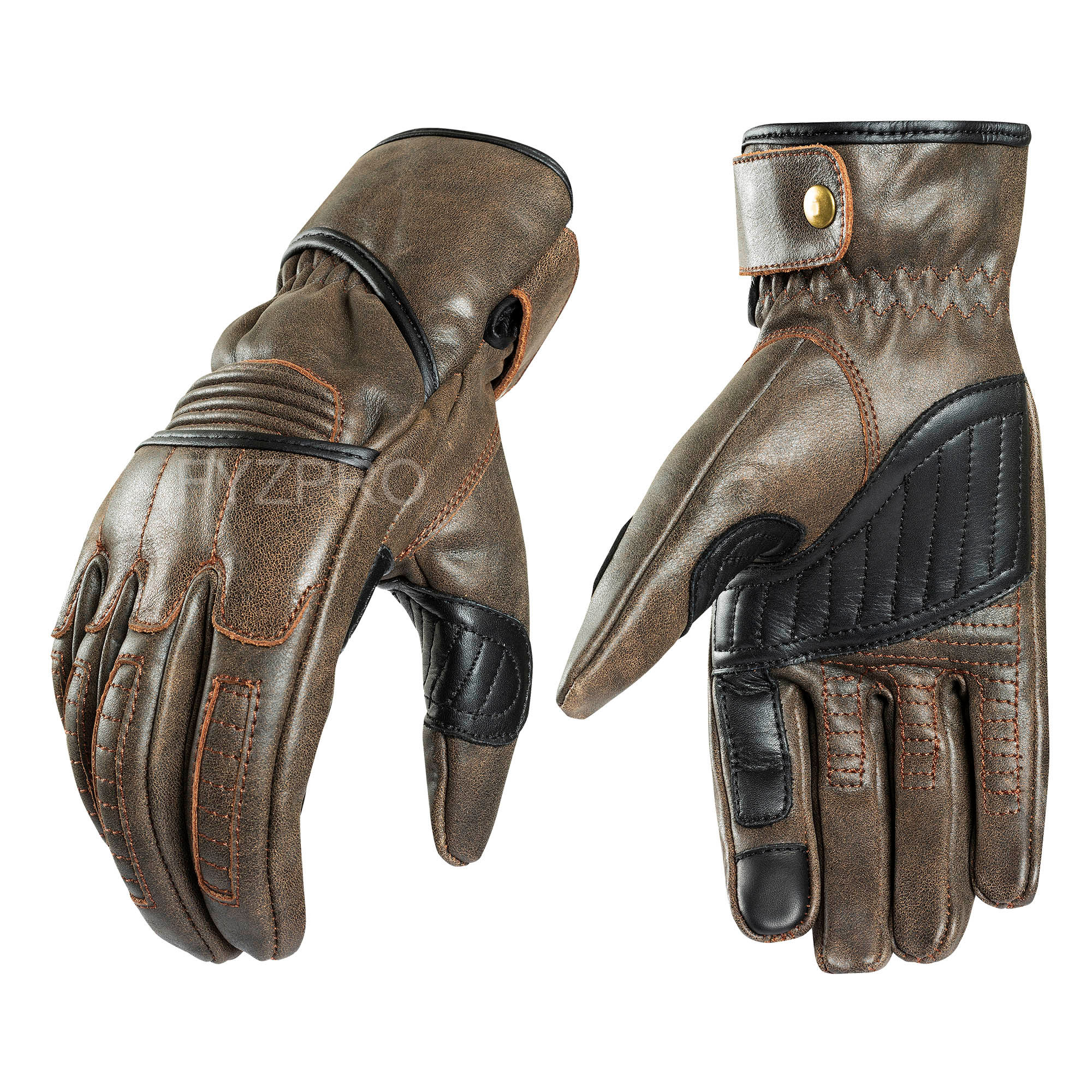 Guante de cuero para moto, semi largo, estilo vintage. Exclusivo