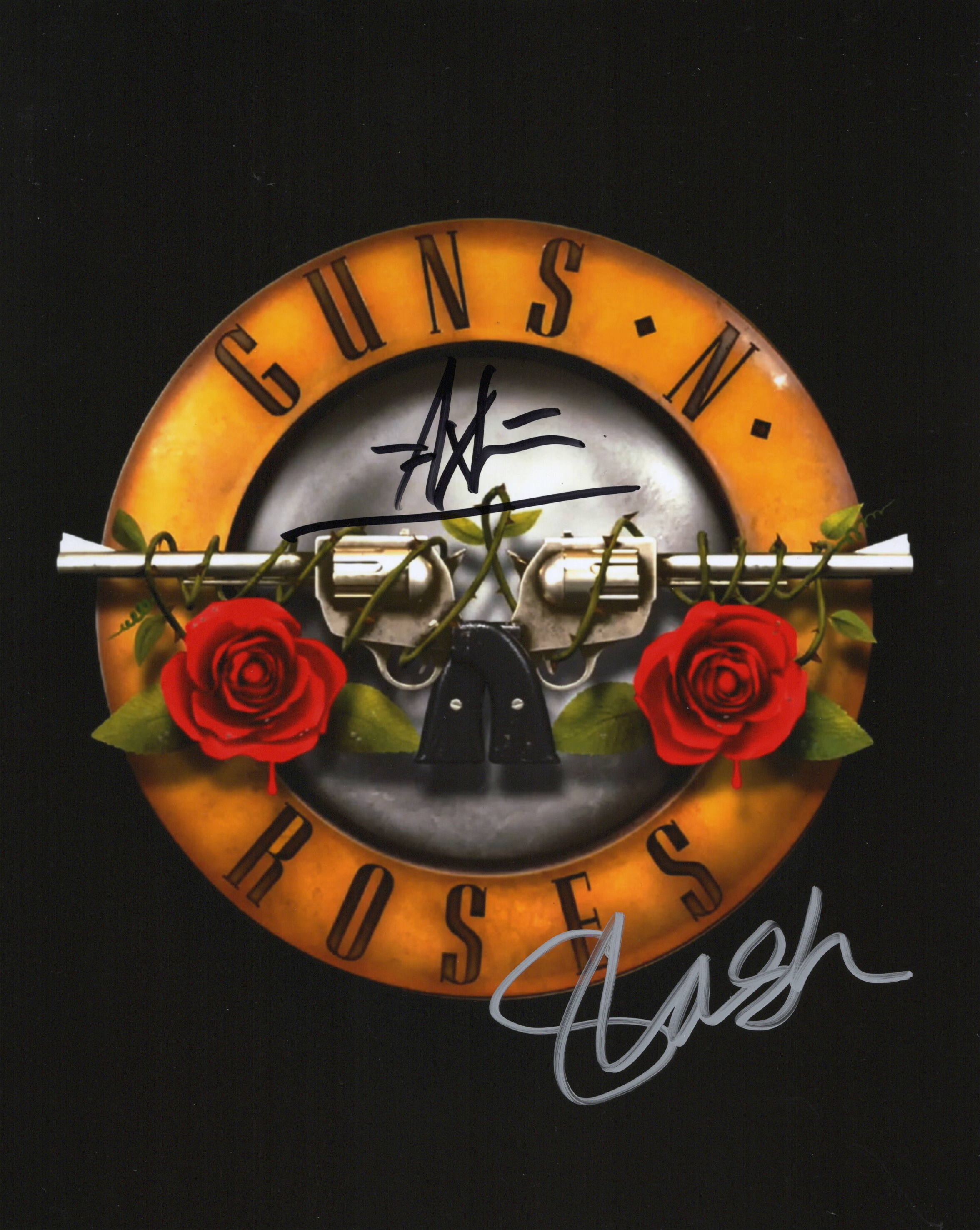 RP Axl Rose & Slash Signed Photo 8x10 Reprint COA Autographed Guns N' Roses