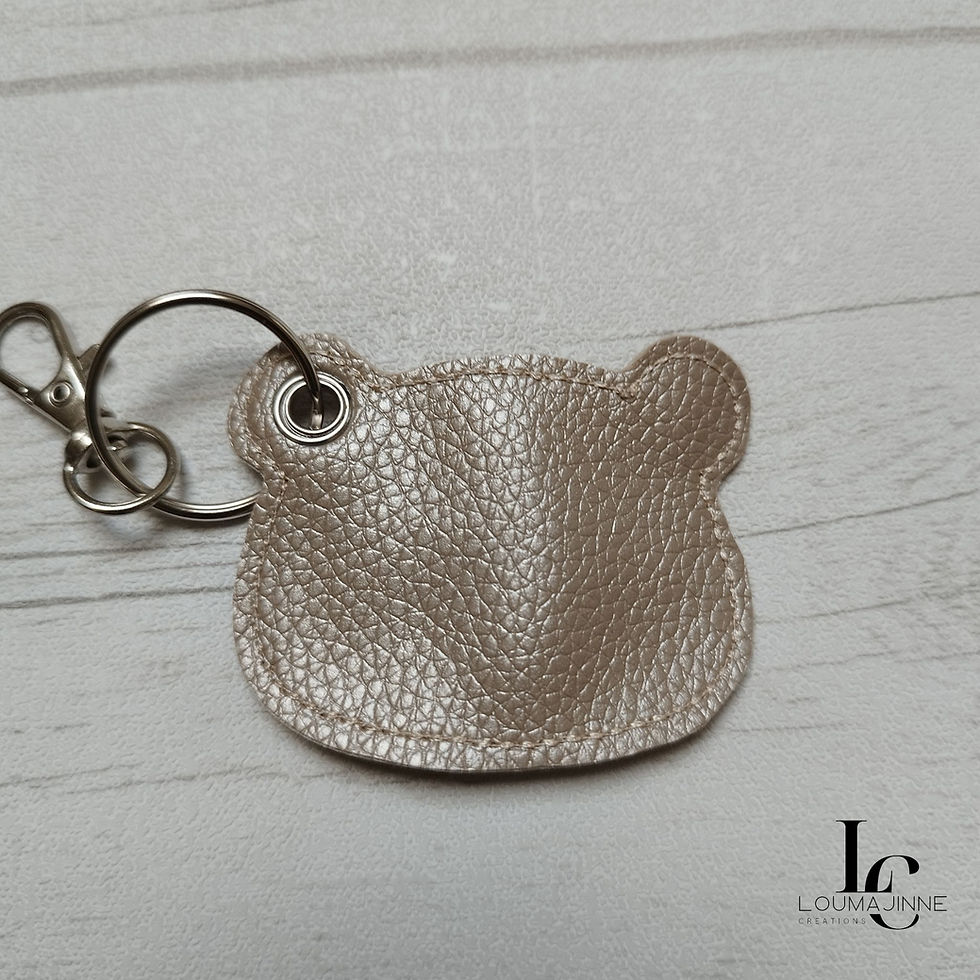 Miniature : Porte-clés brodé - motif Ours assorti aux couleurs du sac banane