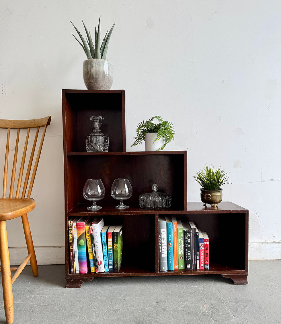 Miniature : Vintage Stepped Open Mahogany Bookcase styled