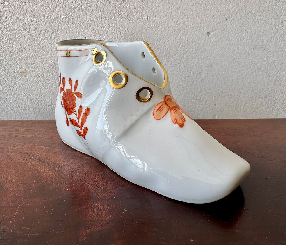 Thumbnail: Porcelain Childs Baby Shoe Orange by Herend