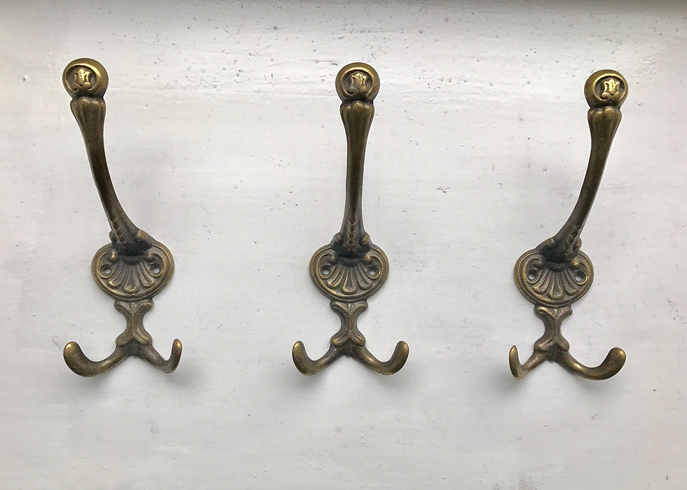 SET OF THREE SOLID BRASS HOOKS