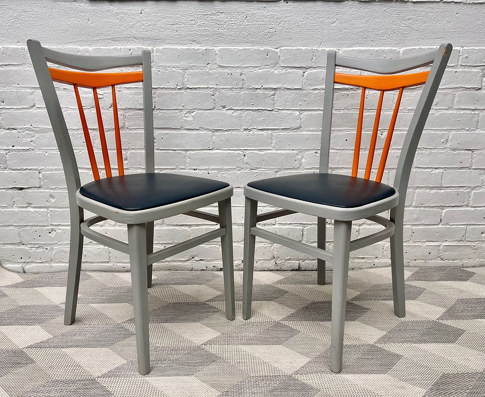 Pair of Vintage Kitchen Dining Chairs with Vinyl Seats corner