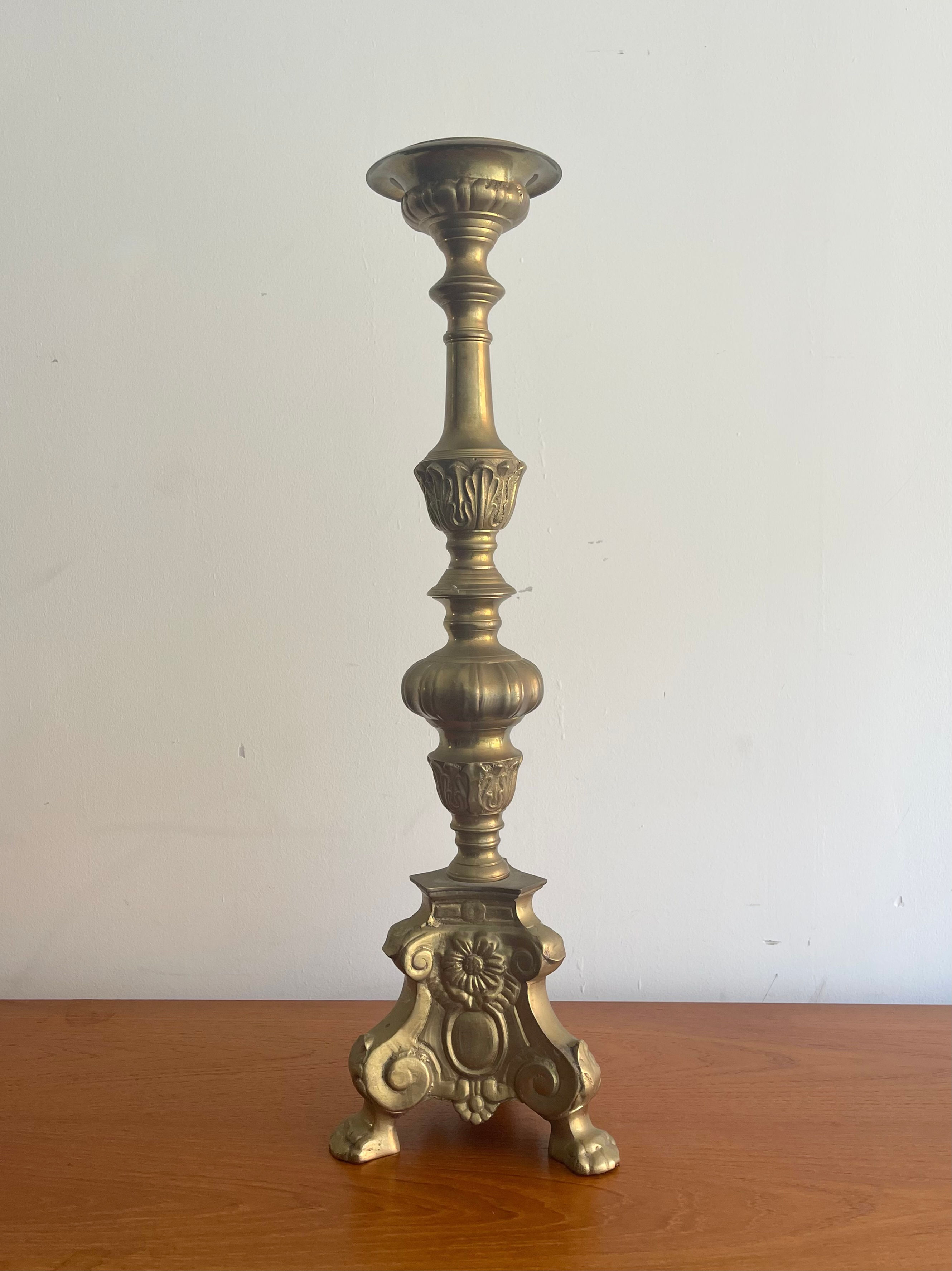 Large Brass Church Pricket Candlestick