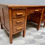 Miniature : Large Vintage Wooden Desk with Drawers Oak