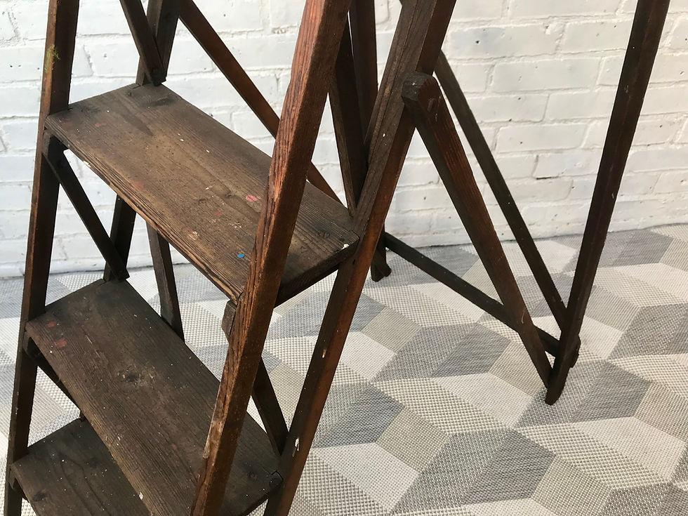 Miniatura: Vintage Wooden Folding Ladder Shelf #504