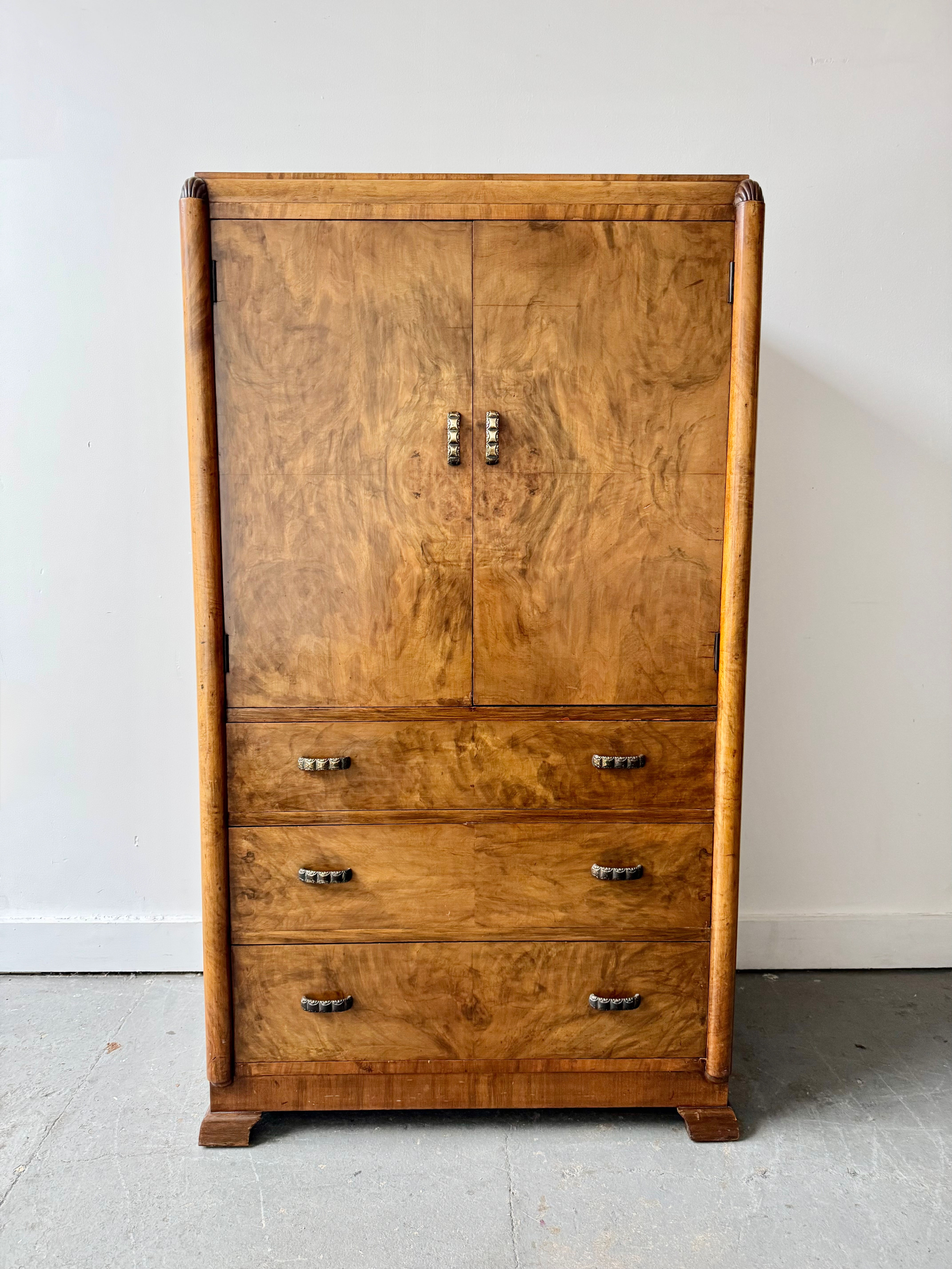 Art Deco Linen Cabinet with Drawers