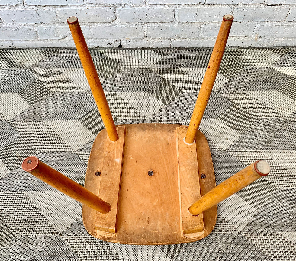Miniature : Vintage Wooden Stool Vinyl Covering #D252