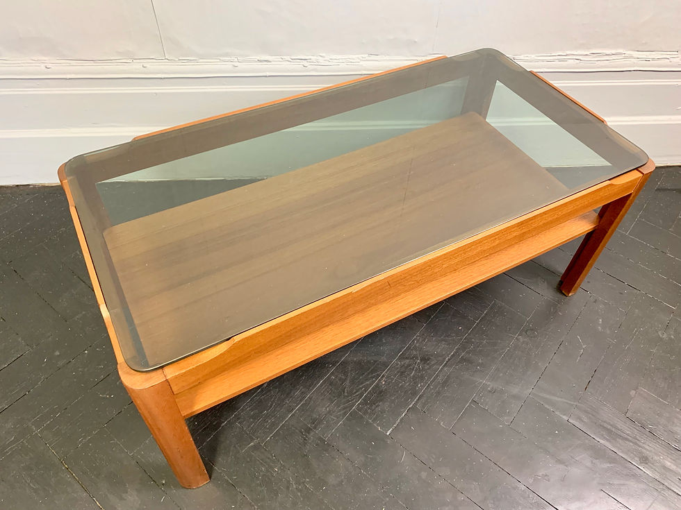 Miniatura: Vintage Coffee Table Teak Smoked Glass #954