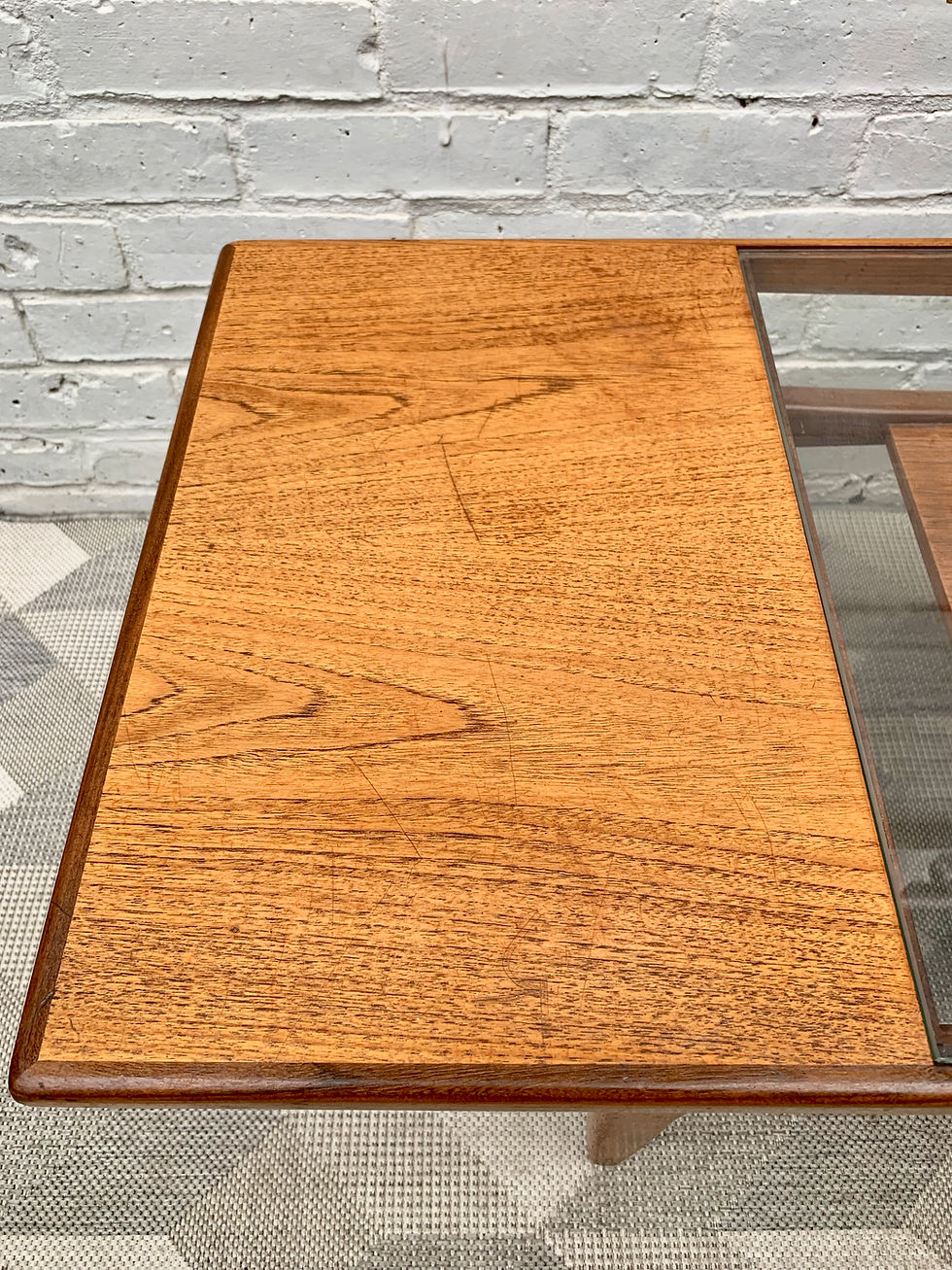 Thumbnail: Vintage Teak Coffee Table with Glass #910