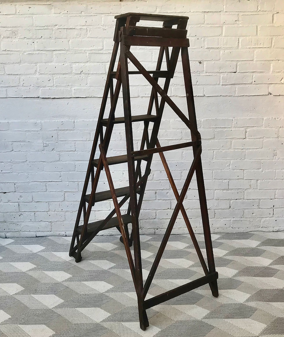 Miniatura: Vintage Wooden Folding Ladder Shelf #504