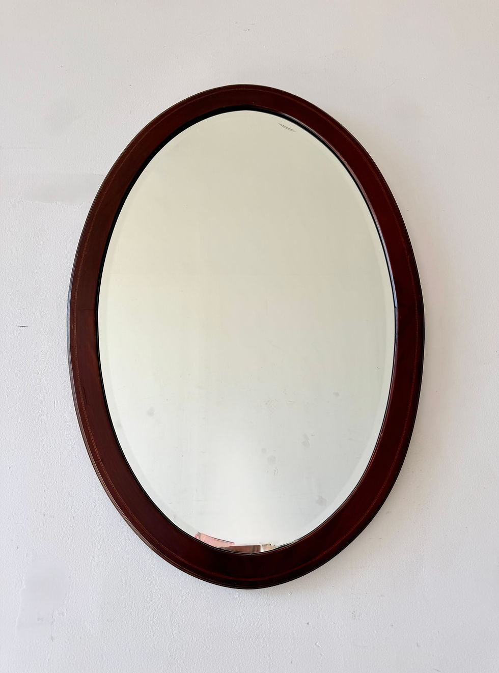 Antique Oval Mahogany Wall Mirror front