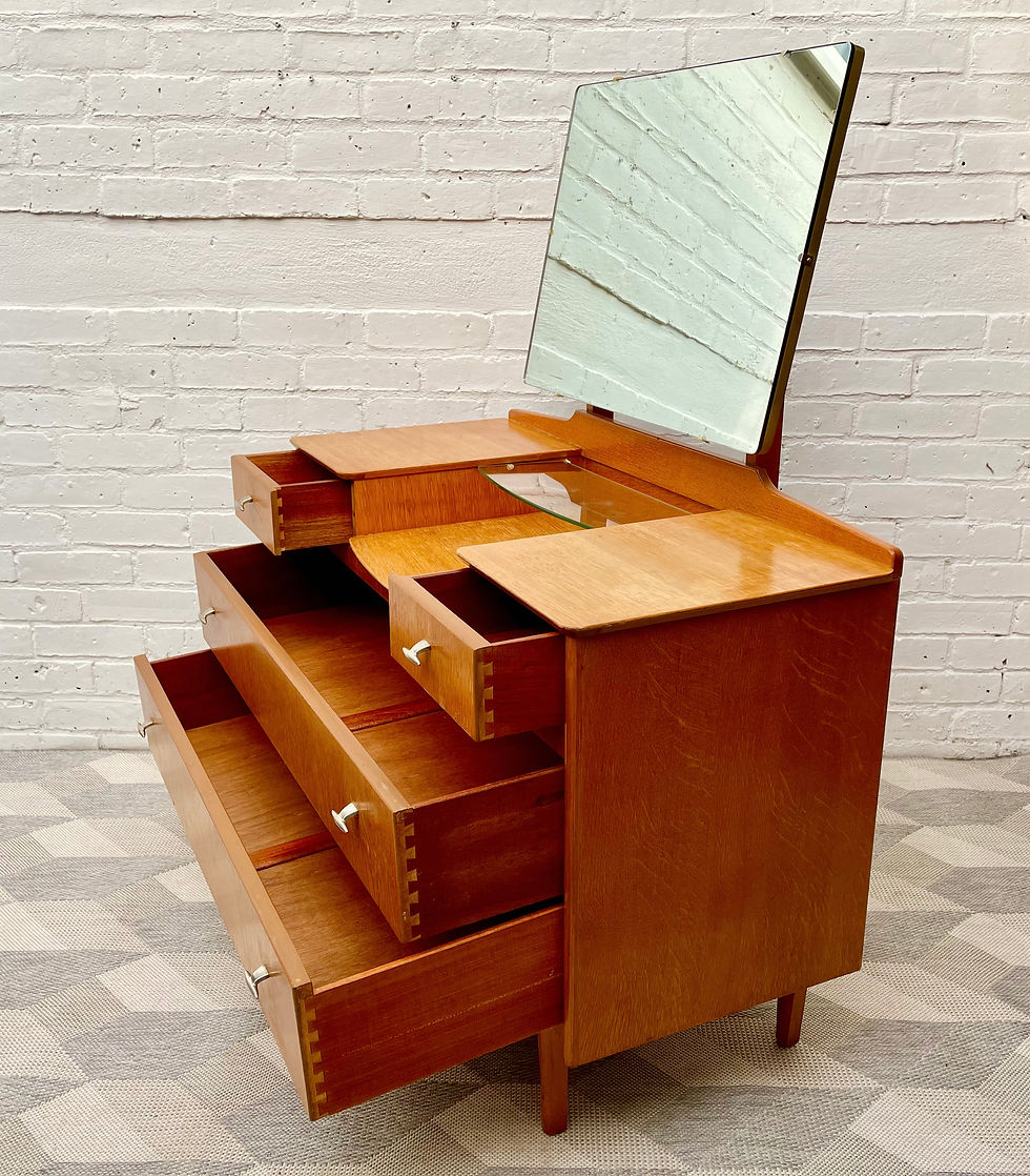 Vintage Dressing Table with Mirror and Drawers by Lebus right