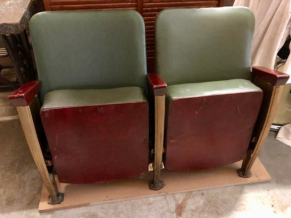 Vintage Cinema Theatre Seats Green Vinyl #D153