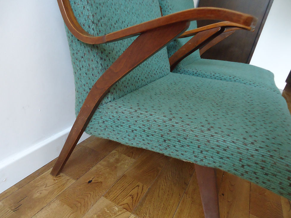Thumbnail: PAIR OF TURQUOISE ARM CHAIRS