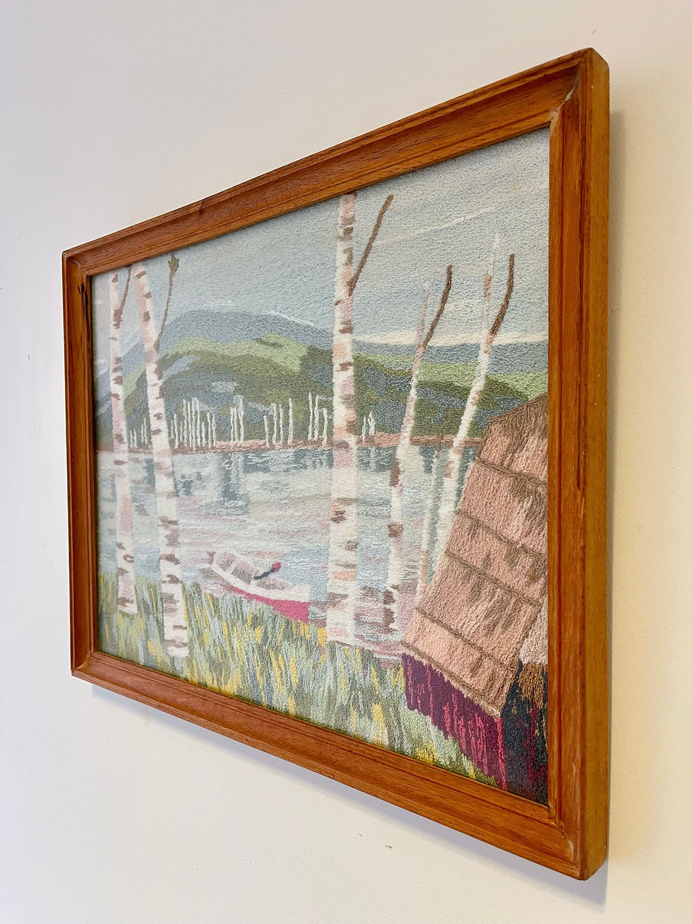 Miniatura: Vintage Embroidery Needlework Picture Teak Frame