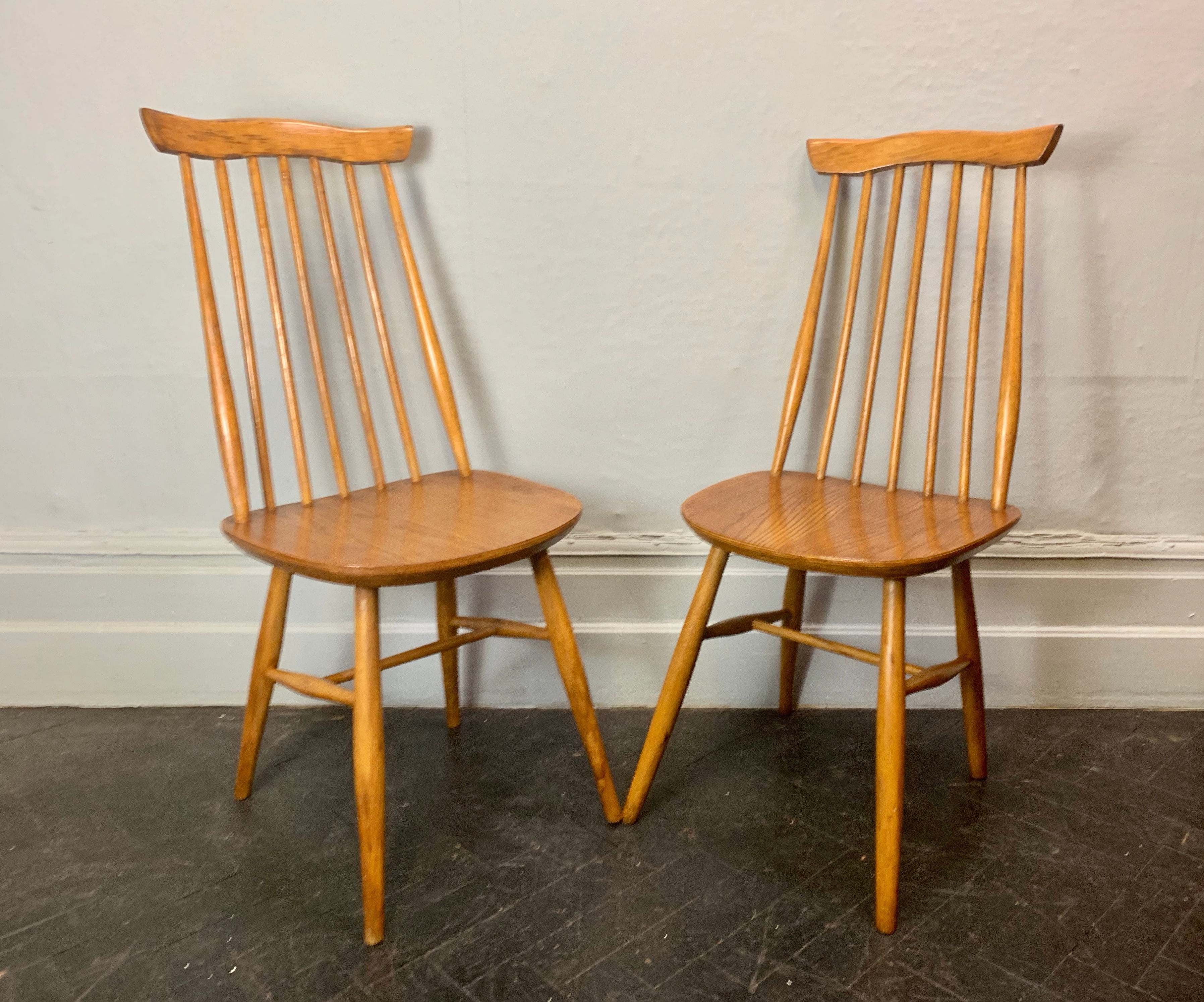 Pair of Vintage Dining Chairs Wooden #D48