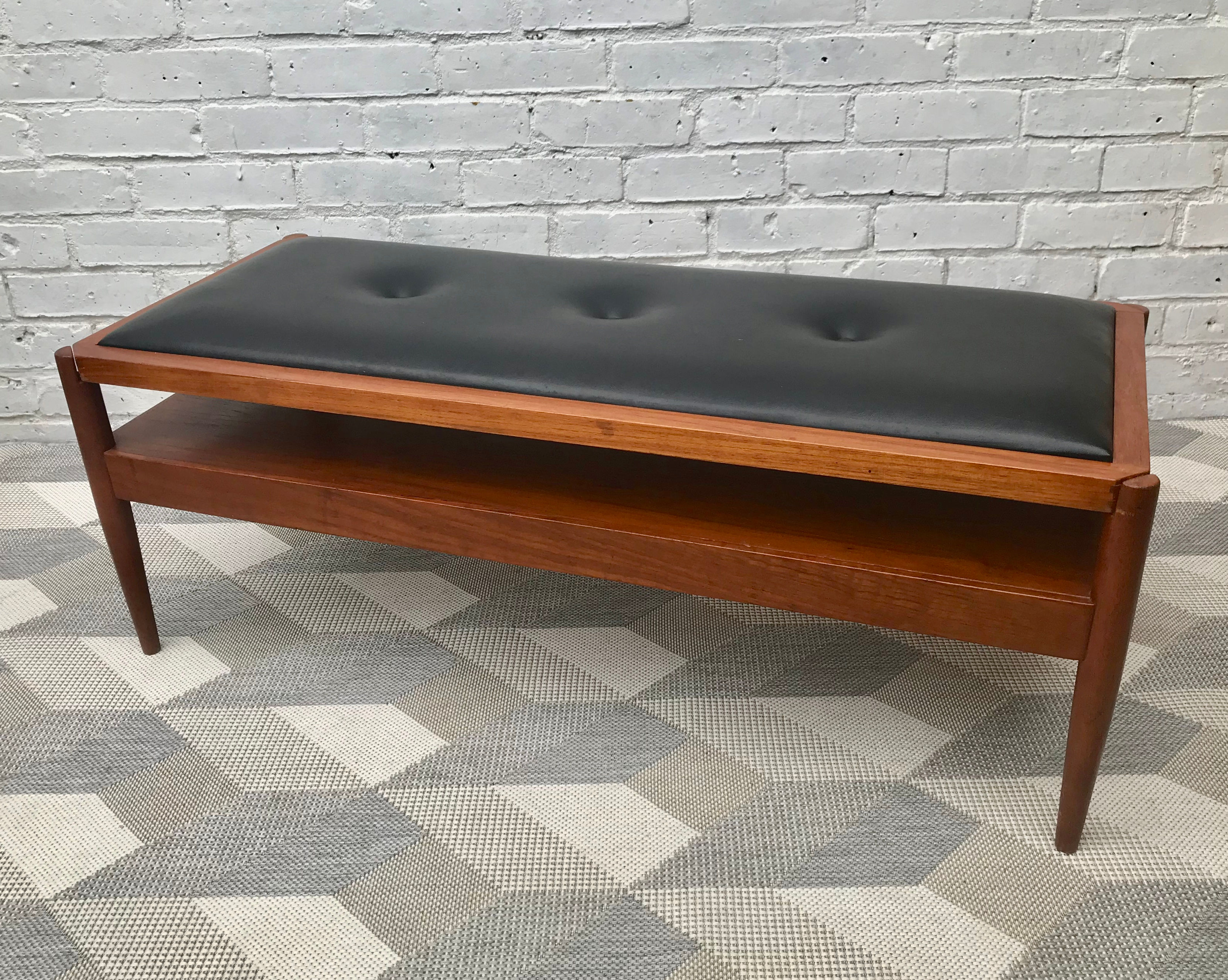 Retro Coffee Table Bench Black Vinyl #474