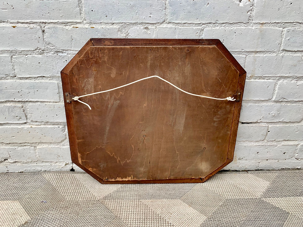 Miniature : Vintage Octagonal Wall Mirror Wood Frame #D32