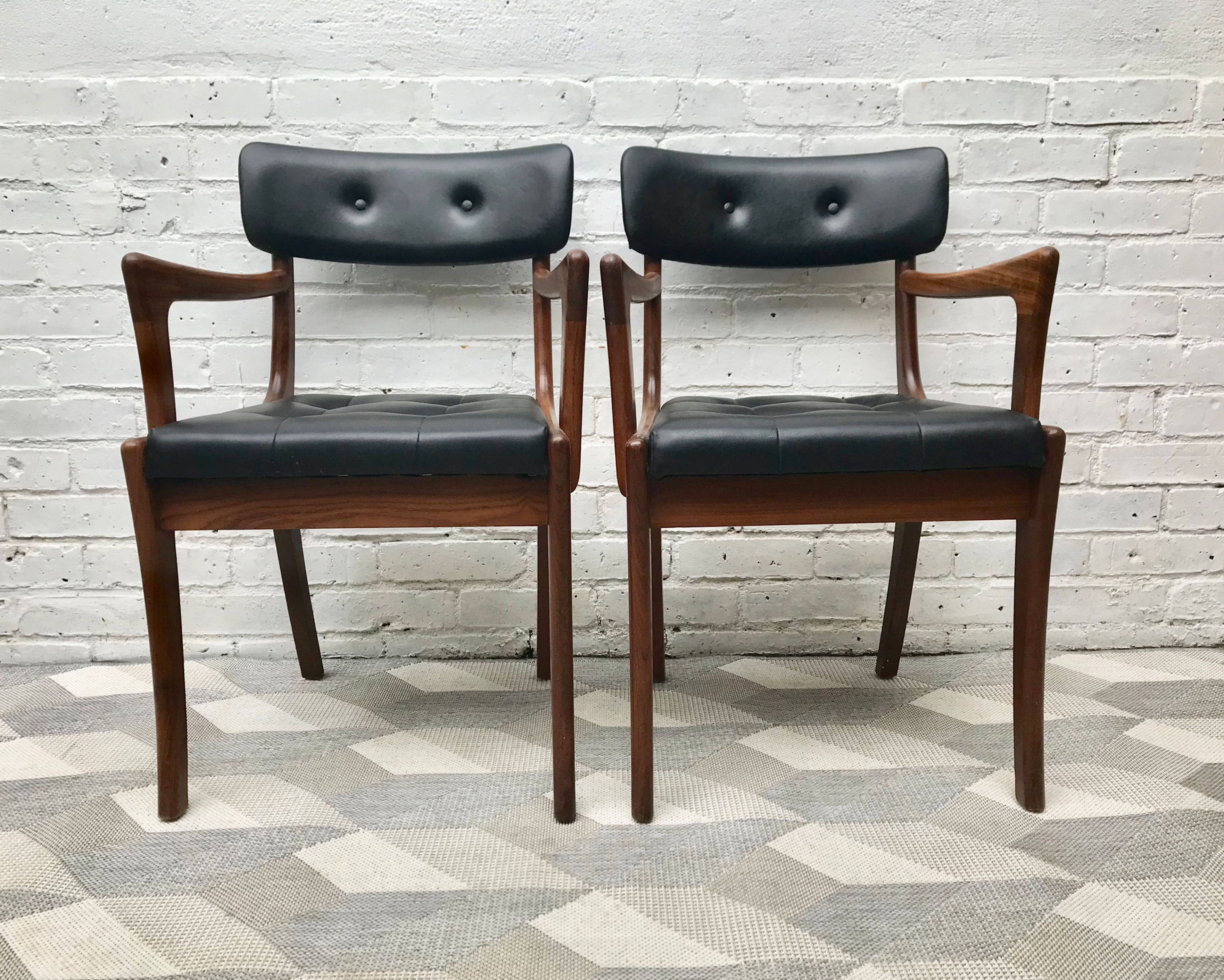 Mid Century Teak Carver Chairs - Pair #524