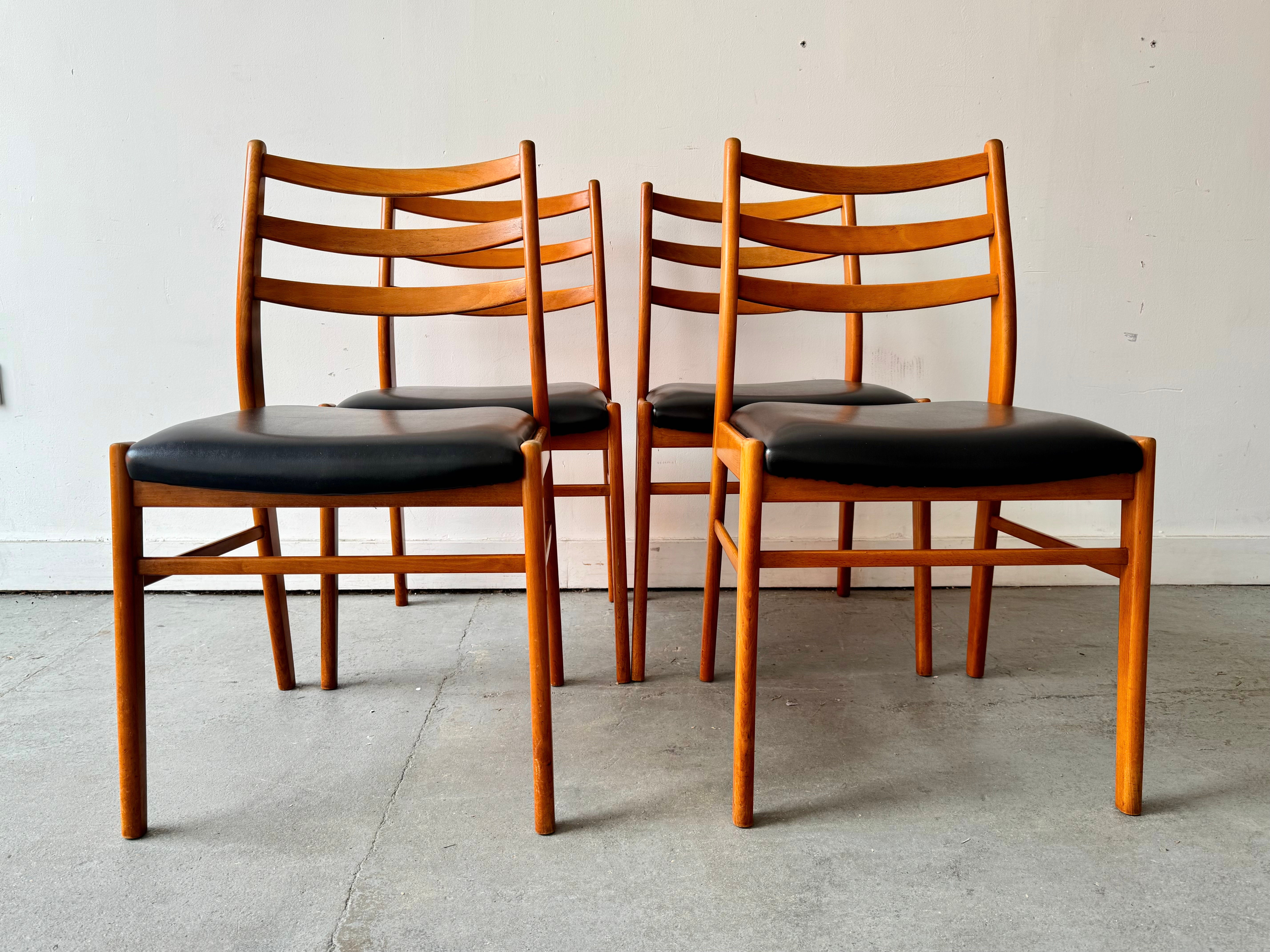 Vintage Set of 4 Black Vinyl Dining Chairs front