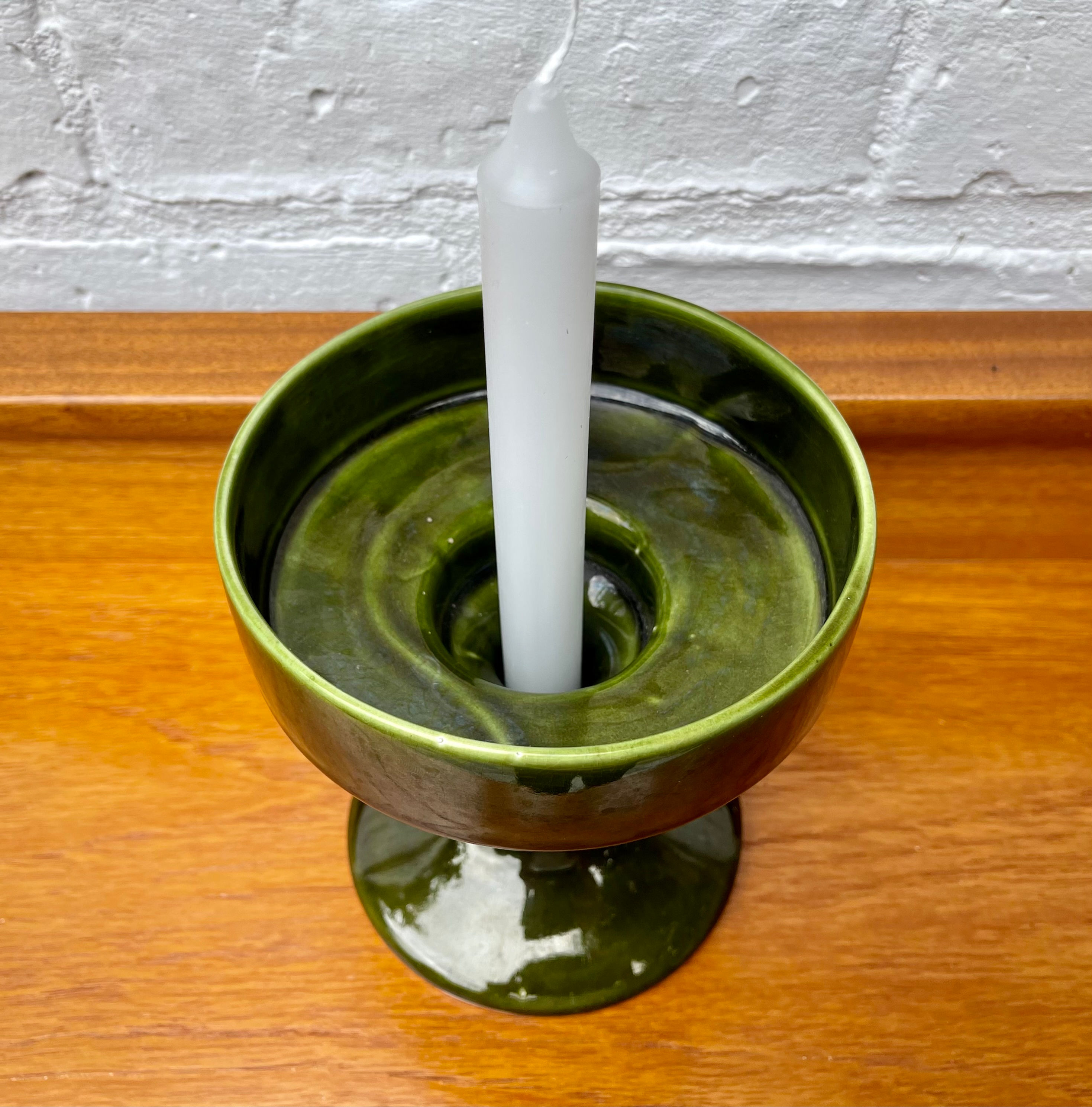 Vintage Green Ceramic Candle Holder