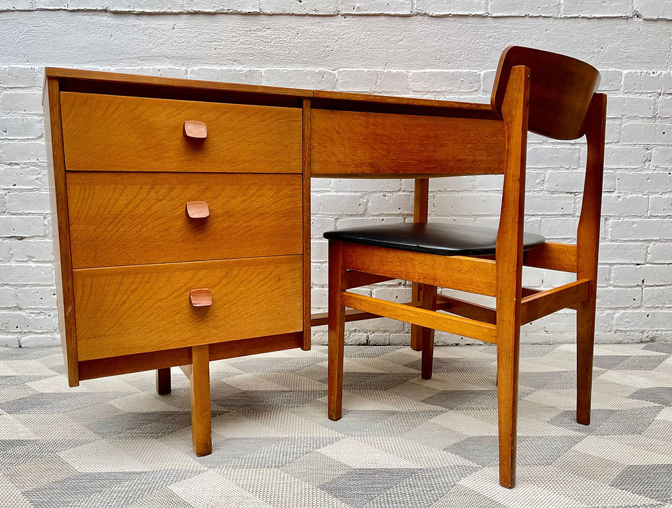 Thumbnail: Vintage Dining Chair Black Vinyl Teak Frame