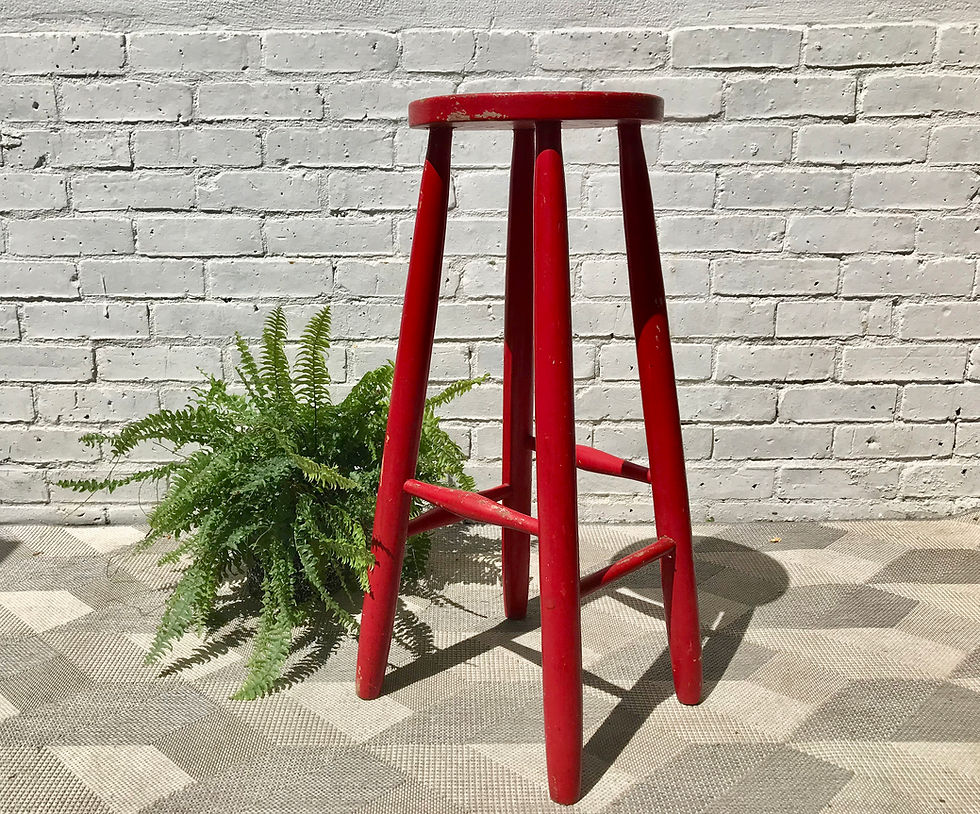 Miniatura: Vintage Wooden Bar Stool Elm Red #733